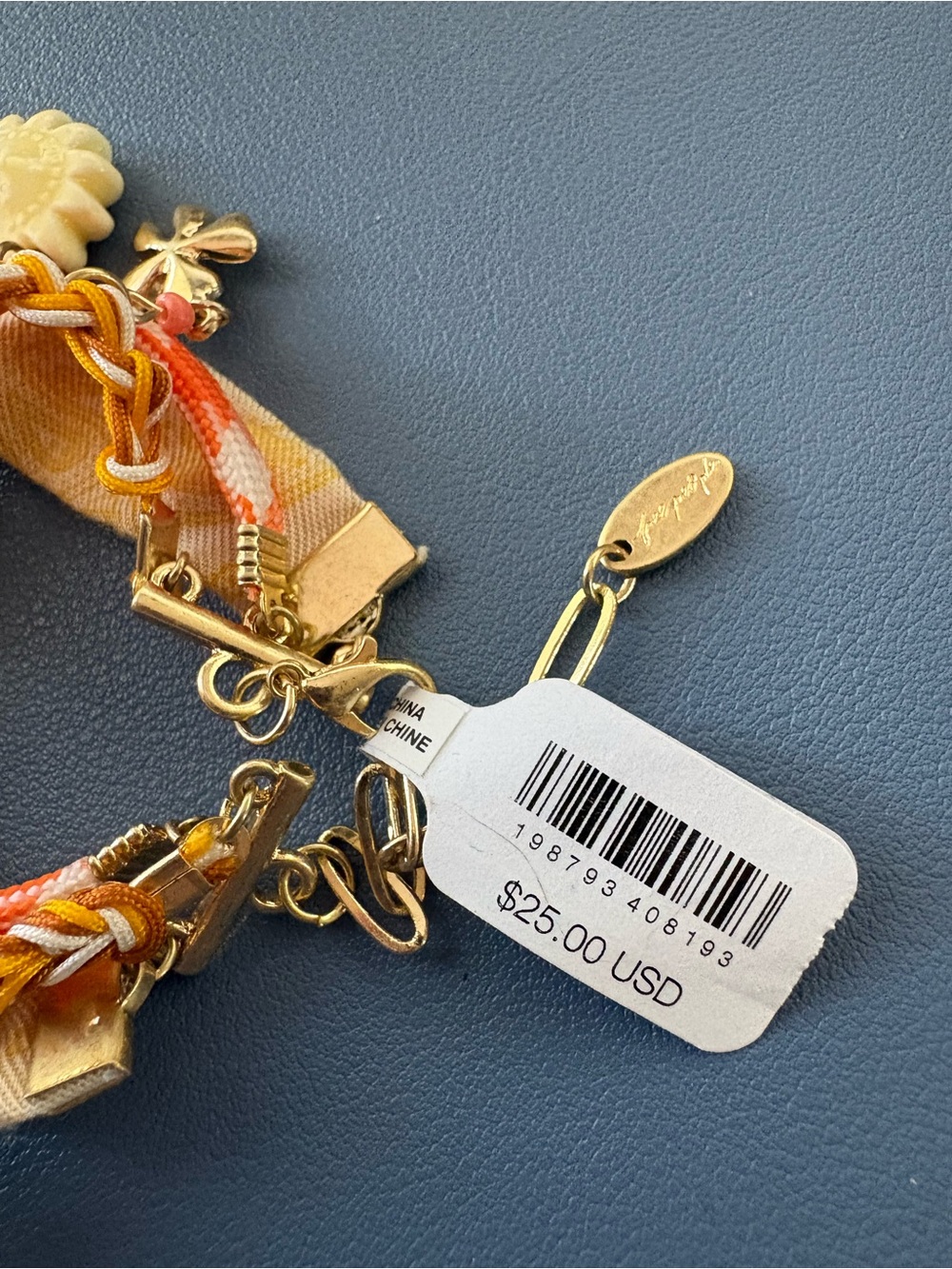 Free People NWT High Noon Orange Yellow Charm Adjustable Anklet Beach Boho - Picture 7 of 7